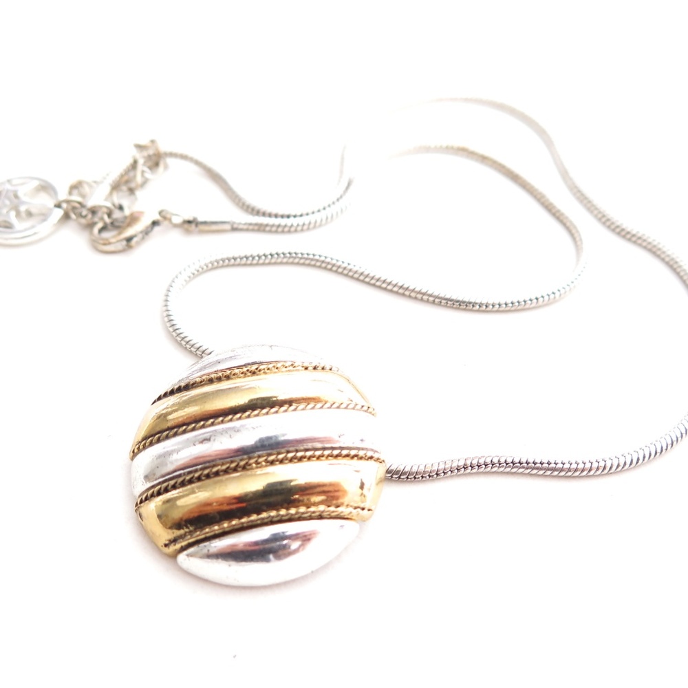 Trifari Designer Two Toned Pendant‎ Necklace - Picture 2 of 4